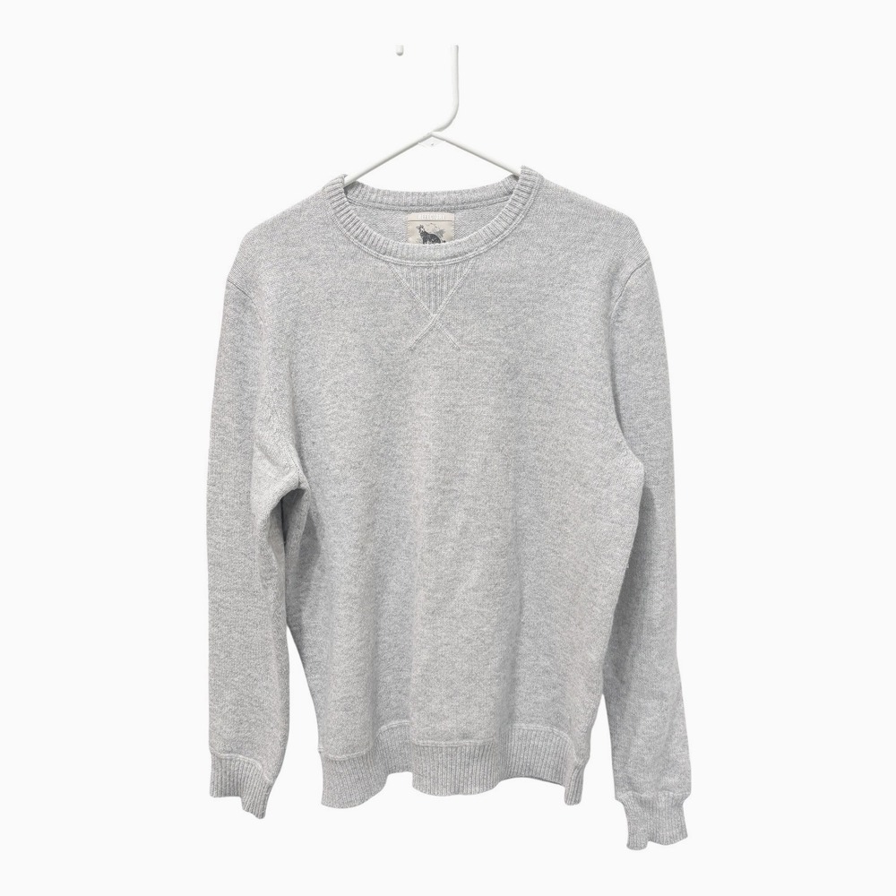 Refectory Mens Lambswool Blend Crewneck Sweater Gray Size Medium V-Stitch Detail